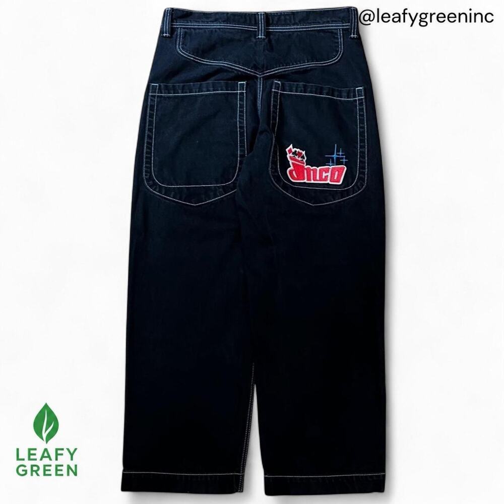 JNCO Lowdown Jet Black Baggy Jeans us sz 34x30 Wide Denim Massive Loose Cotton